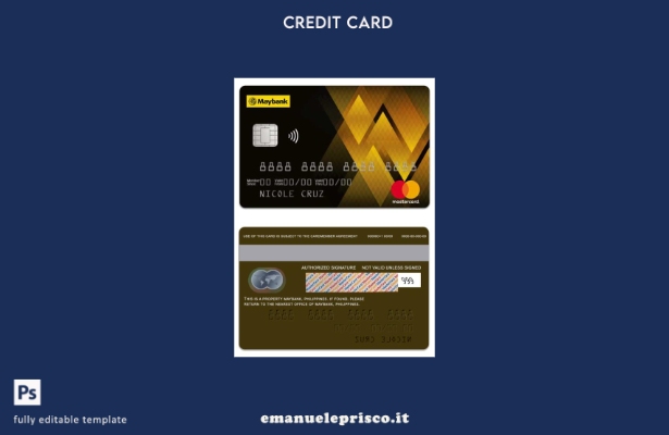 modello mastercard oro Filippine MayBank in stile verificato